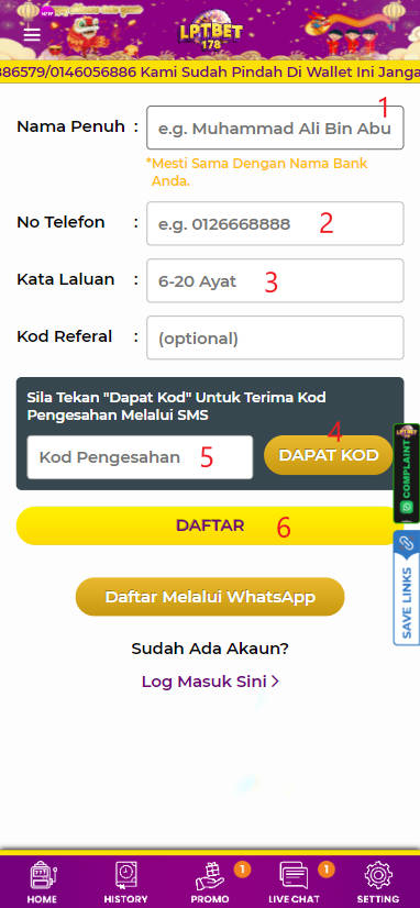 Step 1 - Register at LPTBET178 - Part 2 Step 1 - Register at LPTBET178 - Part 2