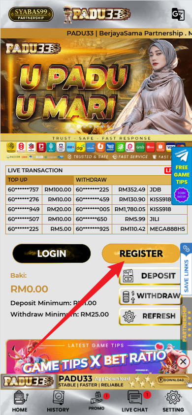 Step 1 - Register at Padu33 Casino - Part 1 Step 1 - Register at Padu33 Casino - Part 1