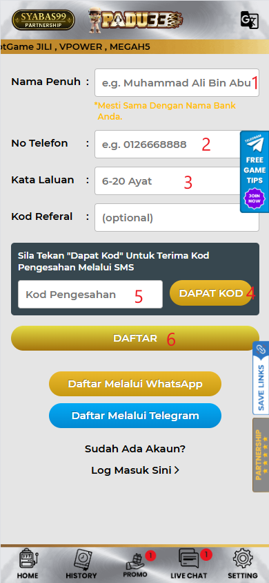 Step 1 - Register at Padu33 Casino - Part 2 Step 1 - Register at Padu33 Casino - Part 2