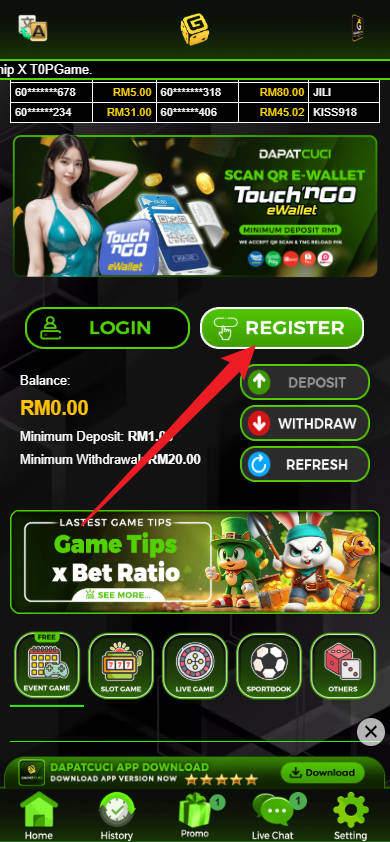 Step 1 - Register at DapatCuci Casino - Part 1