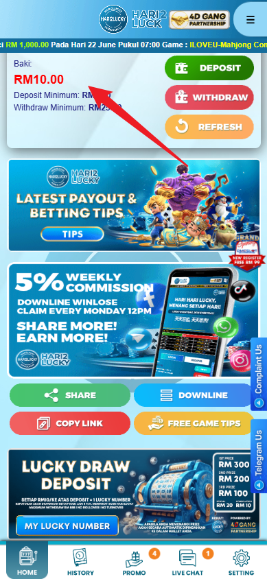 Step 4 - Register at Hari2Lucky Casino - Free Credit Slot - Part 1