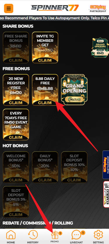 Step 3 - Register at Spinner77 Casino - Free Credit 365 - Part 1