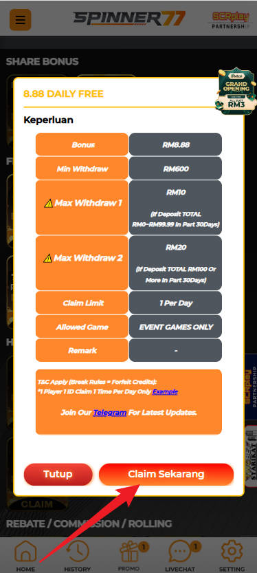 Step 3 - Register at Spinner77 Casino - Free Credit 365 - Part 2