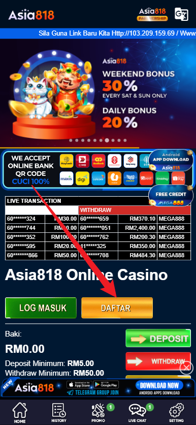 Step 1 - Register at Asia818 Casino - Part 1
