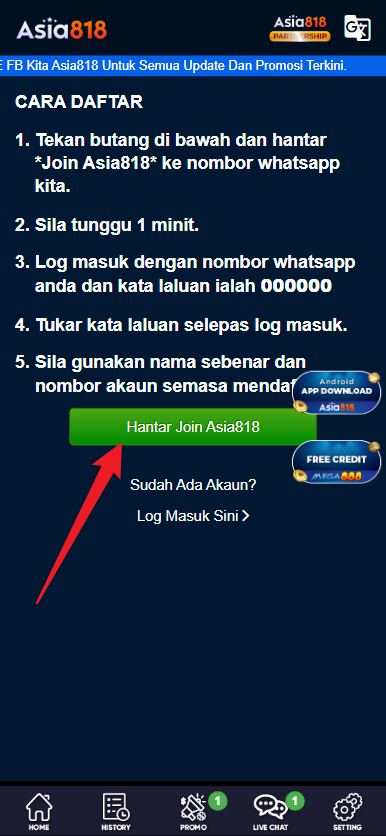 Step 1 - Register at Asia818 Casino - Part 2