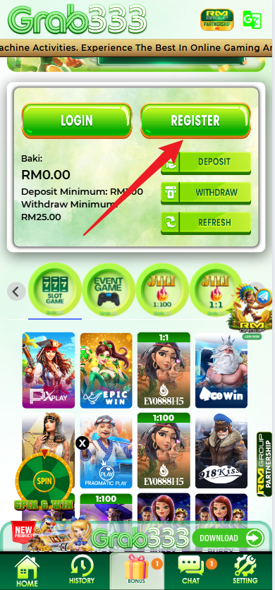 Step 1 - Register at Grab333 Casino - Part 1