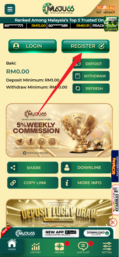Step 1 - Register at Maju66 Casino - Part 1