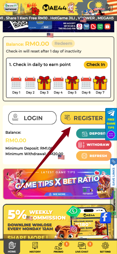 Step 1 - Register at MAE44 Casino - Part 1
