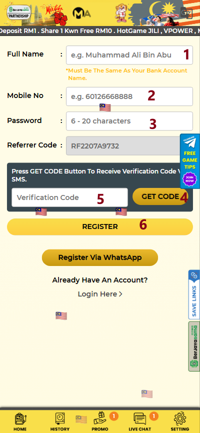 Step 1 - Register at MAE44 Casino - Part 2