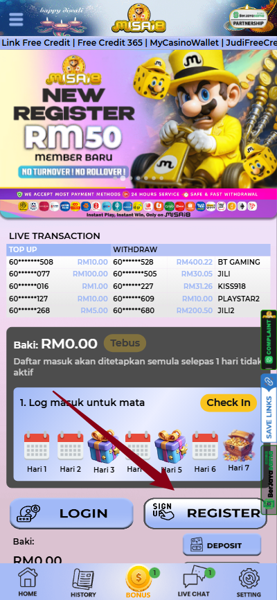 Step 1 - Register at Misai8 Casino - Part 1