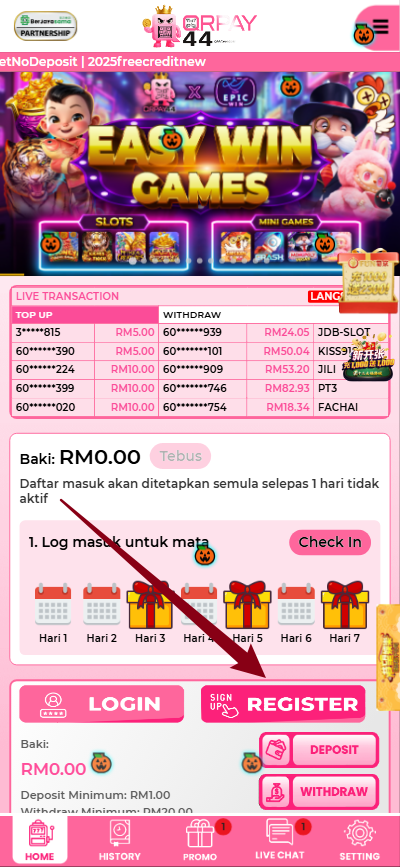 Step 1 - Register at QRPAY44 Casino - Part 1