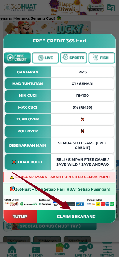 Step 3 - Register at 365Huat Casino - Free Credit 365 - Part 2