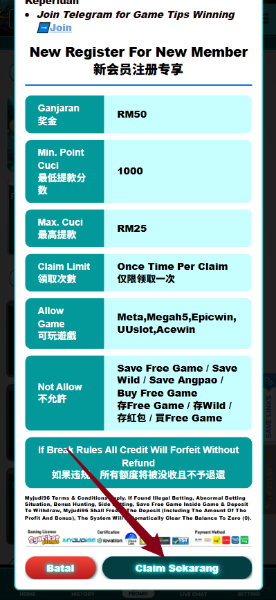 Step 3 - Register at MyJudi96 Casino - Part 2