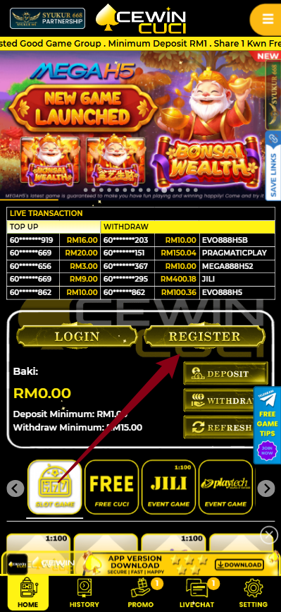 Step 1 - Register at AcewinCuci Casino - Part 1