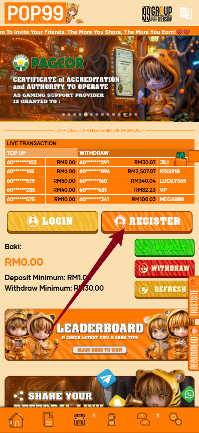 Step 1 - Register at POP99 Casino - Part 1