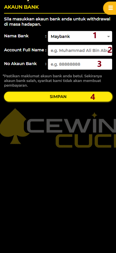 Step 2 - Register at AcewinCuci Casino - Part 1