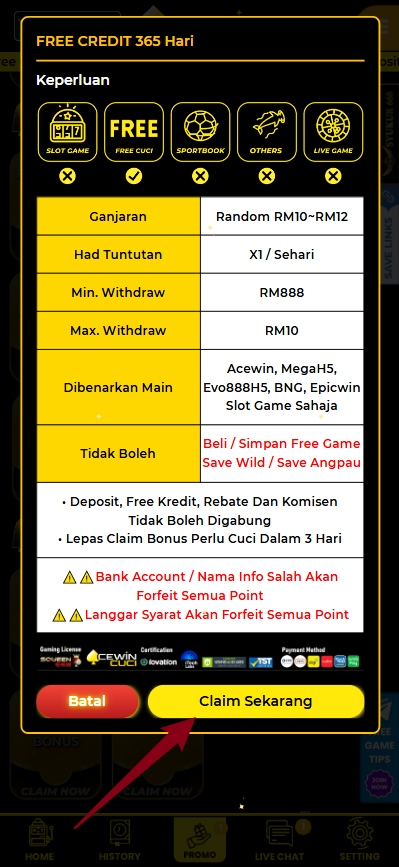 Step 3 - Register at AcewinCuci Casino - Free Credit 365 - Part 2