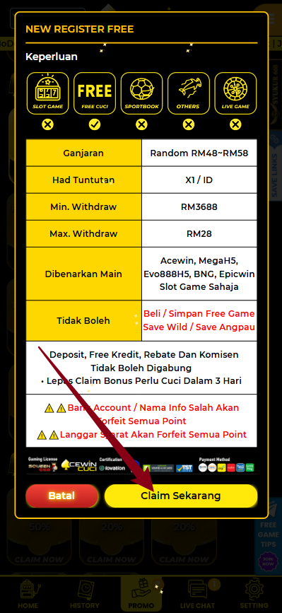 Step 3 - Register at AcewinCuci Casino - Part 2