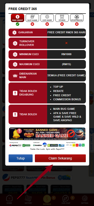 Step 3 - Register at Pepsi777 Casino - Free Credit 365 - Part 2