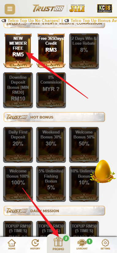 Step 3 - Register at Trust88 Casino - Free Credit Slot - Part 1