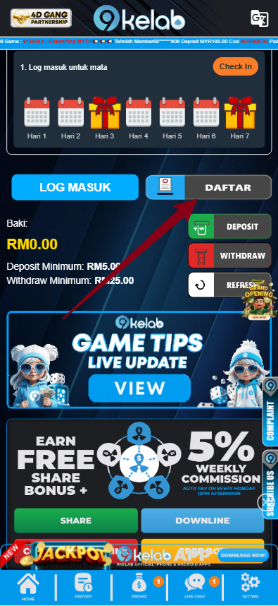 Step 1 - Register at 9kelab Casino - Part 1