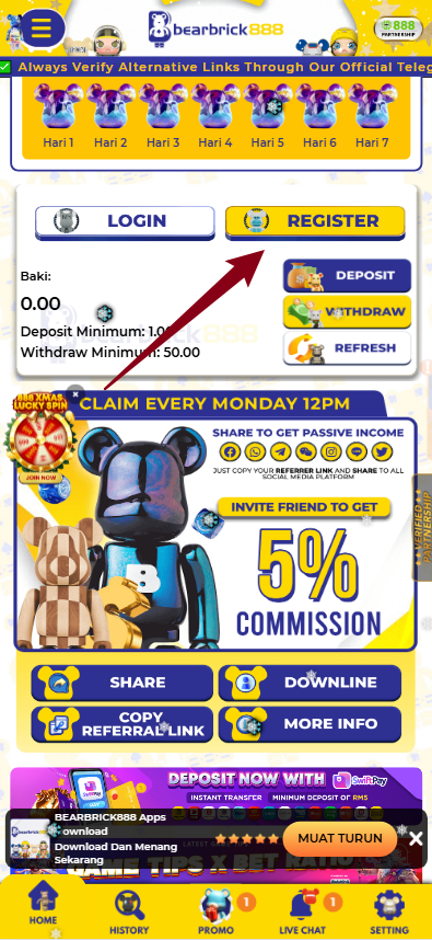 Step 1 - Register at Bearbrick888 Casino - Part 1