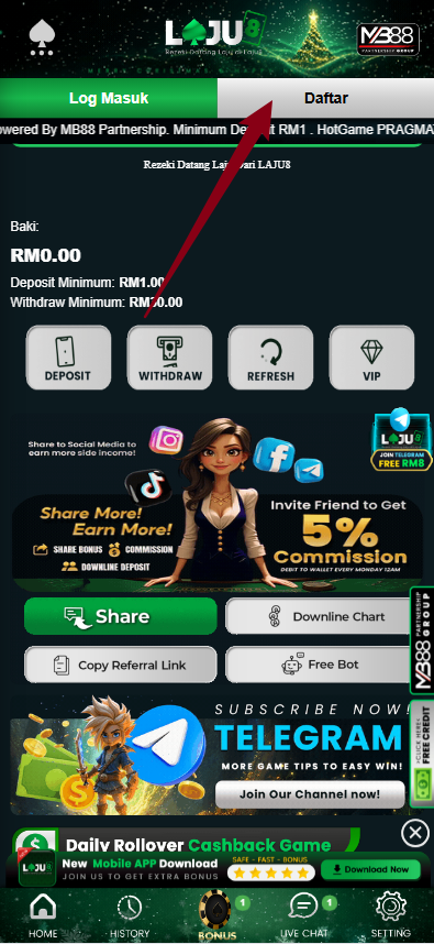 Step 1 - Register at Laju8 Casino - Part 1