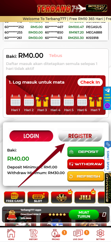 Step 1 - Register at Terbang777 Casino - Part 1