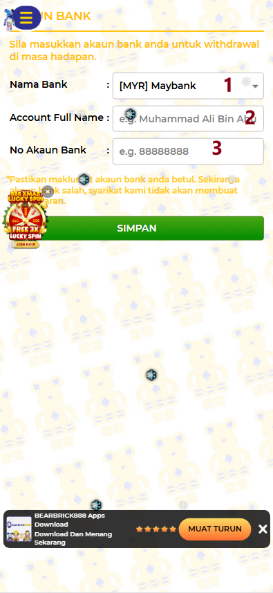 Step 2 - Register at Bearbrick888 Casino - Part 1