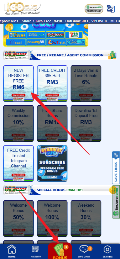 Step 3 - Register at 100Cuci Casino - Free Credit Slot - Part 1