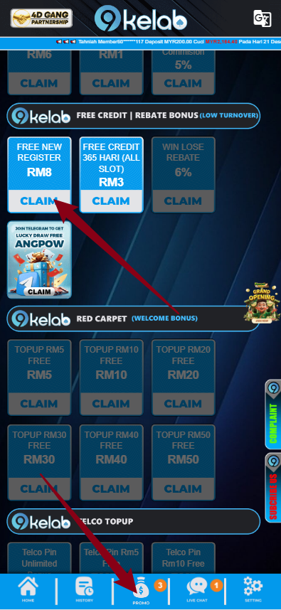 Step 3 - Register at 9kelab Casino - Free Credit Slot - Part 1