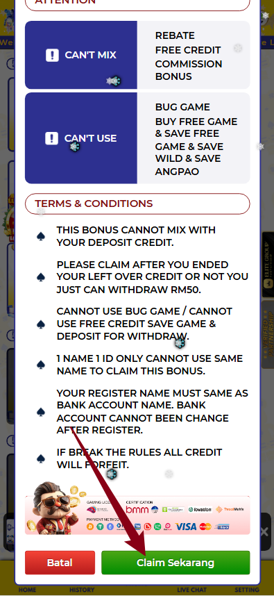 Step 3 - Register at Bearbrick888 Casino - Free Credit Slot - Part 2