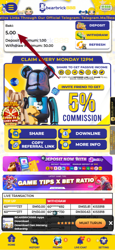 Step 4 - Register at Bearbrick888 Casino - Free Credit Slot - Part 1