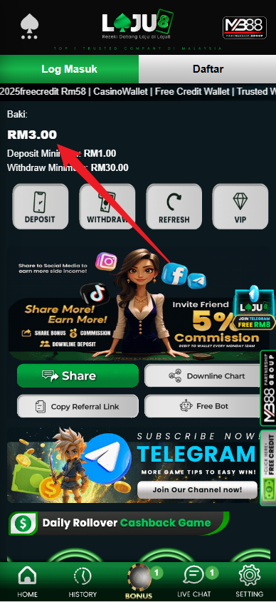 Step 4 - Register at Laju8 Casino - Free Credit 365 - Part 1